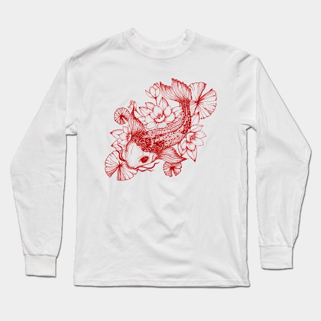 Red Carp Long Sleeve T-Shirt by ThaisMelo